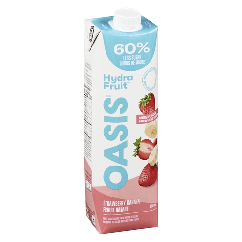Oasis - Hydra Fruit Juice and Filtered Water Beverage - Strawberry Banana 960ml, 1 Each