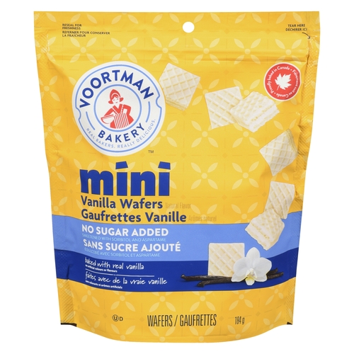 Voortman Bakery - Mini Wafers - Vanilla - No Sugar Added 184g, 1 Each