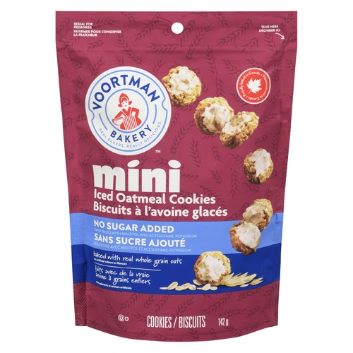 Voortman Bakery - Mini Cookies - Iced Oatmeal - No Sugar Added 142g