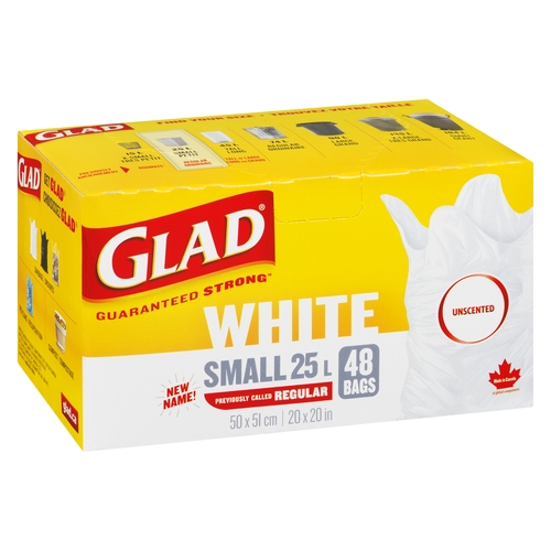 Glad - White Bags - Unscented Small 25L 48pk