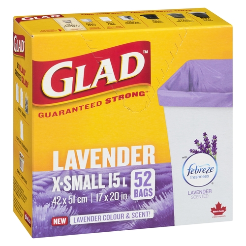 Glad - Bags - Lavender Colour & Scent - X-Small 15 L 52pk, 1 Each