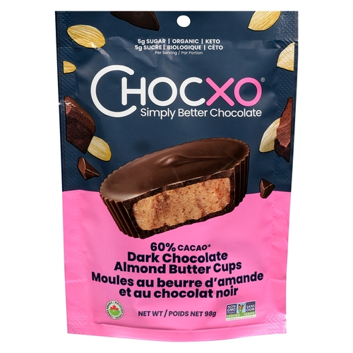 ChocXO - Organic Keto Dark Chocolate Almond Butter Cups - 60% Cacao 98g, 1 Each