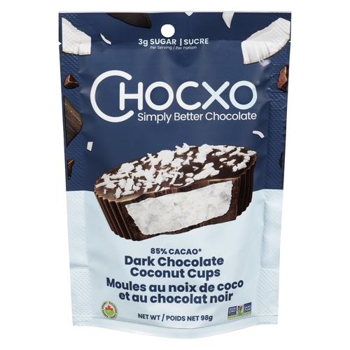 ChocXO - Organic Dark Chocolate Coconut Cups - 85% Cacao 98g, 1 Each