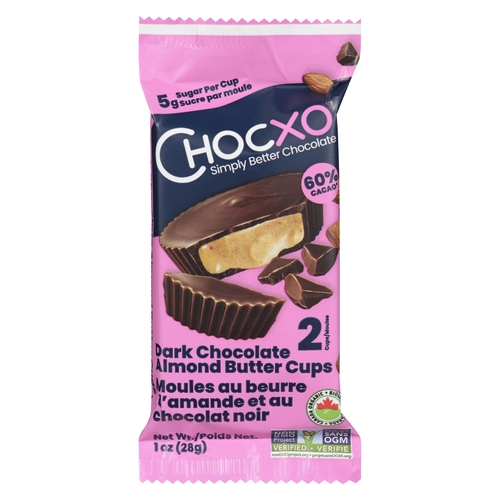 ChocXO - Organic Dark Chocolate Almond Butter Cups - 60% Cacao 2's 28g, 1 Each