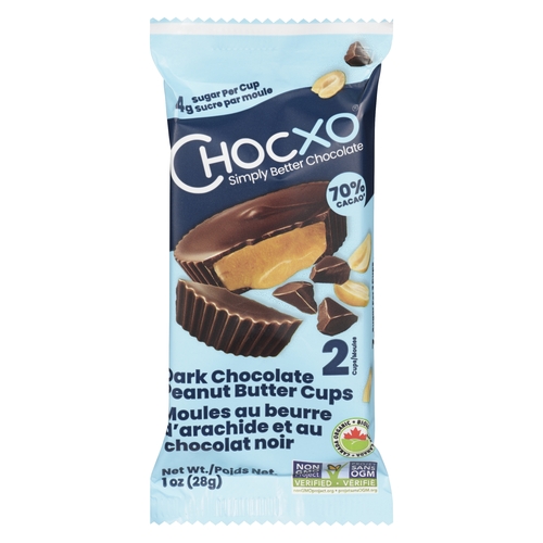 ChocXO - Organic Dark Chocolate Peanut Butter Cups - 70% Cacao 2's 28g, 1 Each