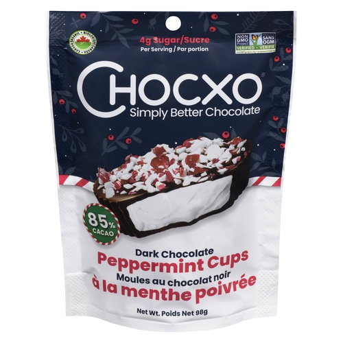 Chocxo- Organic Dark Chocolate Peppermint Cups - 85% Cacao 98g, 1 Each