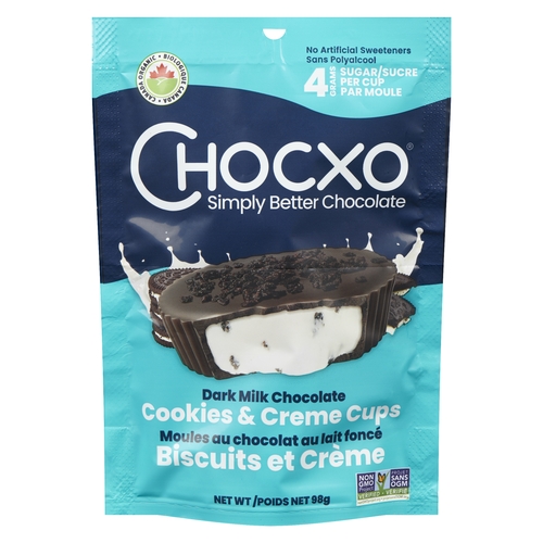 ChocXO - Organic Dark Milk Chocolate Cookies & Creme Cups 98g, 1 Each