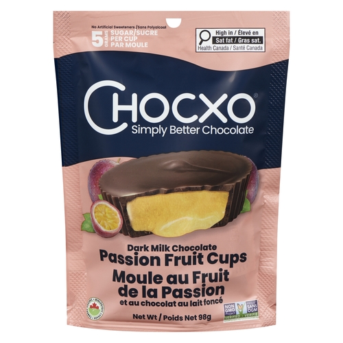 Chocxo - Organic Dark Milk Chocolate Passion Fruit Cups 98g, 1 Each