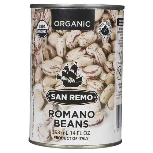 San Remo - Organic Romano Beans 398ml, 1 Each