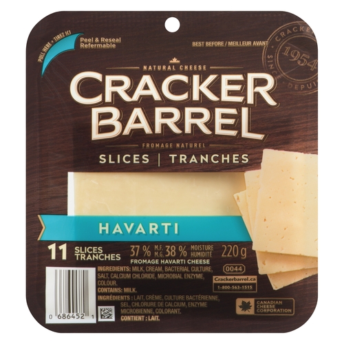 Cracker Barrel Slices - Havarti Cheese 220g, 1 Each