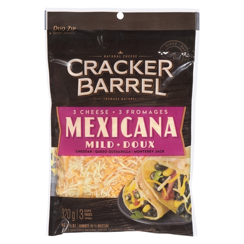 Cracker Barrel - Finely Shredded 3 Cheese - Mexicana - Mild 320g, 1 Each