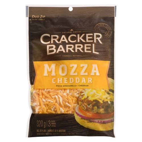 Cracker Barrel - Shredded Cheese - Pizza Mozzarella & Cheddar 320g, 1 Each