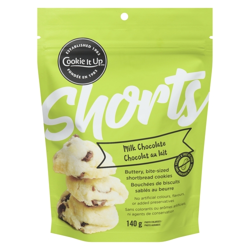 Cookie It Up Shorts - Buttery, Bite-Sized Shortbread Cookies - Milk Chocolate Chip 140g, 1 Each