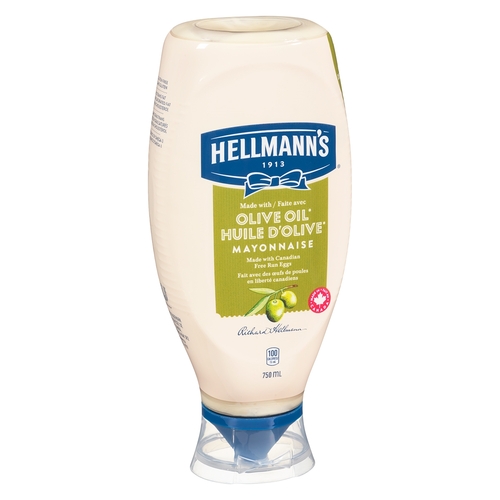 Hellmann's - Olive Oil Mayonnaise - Squeeze Bottle 750ml, 1 Each