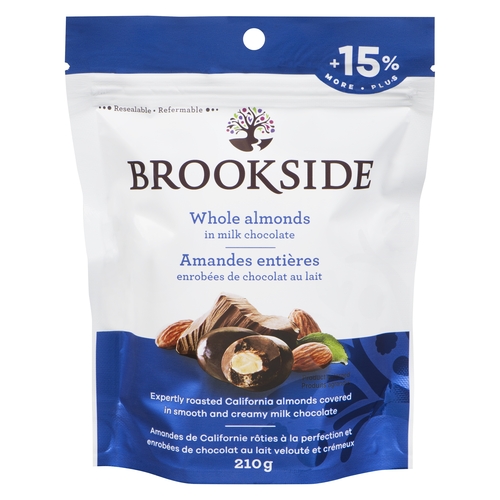 Brookside - Whole Almonds in Milk Chocolate 210g, 1 Each