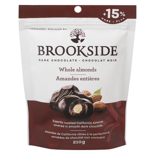 Brookside - Dark Chocolate Whole Almonds 210g, 1 Each