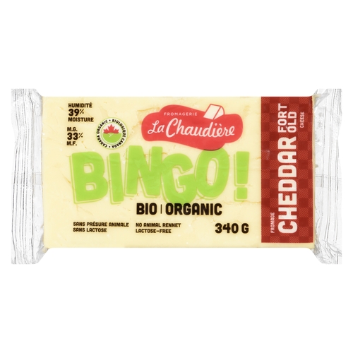 La Chaudiere - Bingo! Organic Cheddar Cheese - Old - Lactose-Free 33% m.f. 340g