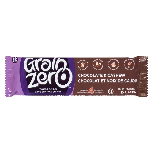 Grain Zero Roasted Nut Bar - Chocolate & Cashew 45g, 1 Each