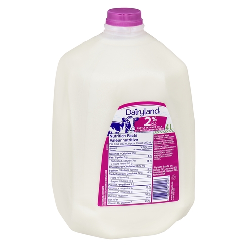 Dairyland - Milk - Partly Skimmed - 2% m.f. 4l, 1 Each