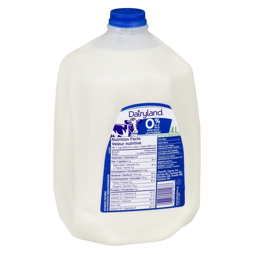 Dairyland - Milk - Skim - 0% m.f. 4l, 1 Each