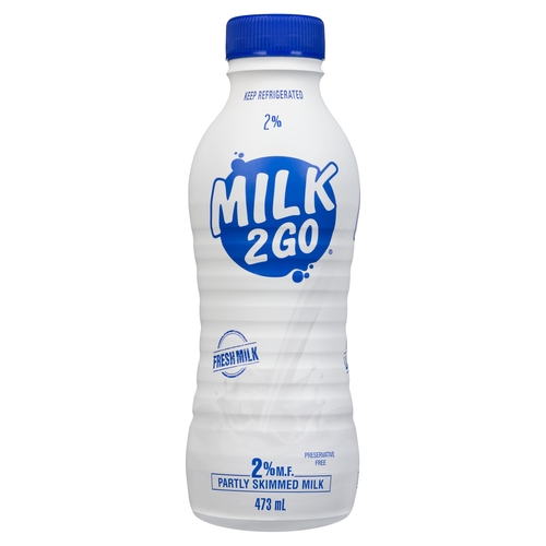 Dairyland - Milk 2 Go - Partly Skimmed - 2% m.f. 473ml, 1 Each