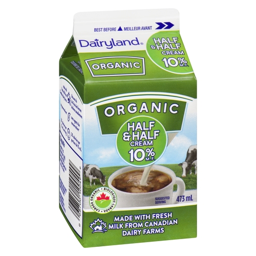 Dairyland - Organic Cream - Half & Half - 10% m.f. 473ml, 1 Each