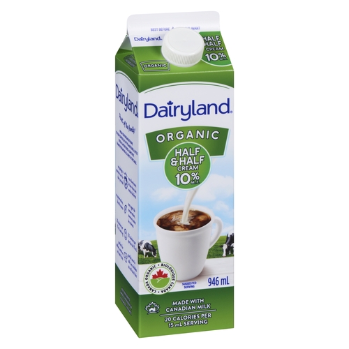 Dairyland - Organic Cream - Half & Half - 10% m.f. 946ml, 1 Each