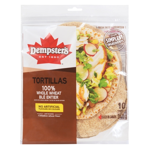 Dempster's - Tortillas - 100% Whole Wheat 340g 10/7in, 1 Each