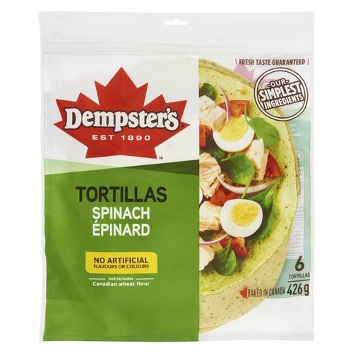 Dempster's - Tortillas - Spinach 426g 6/10in, 1 Each