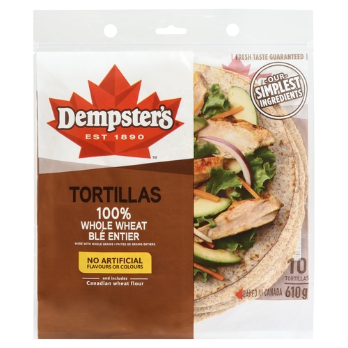 Dempster's - Tortillas - 100% Whole Wheat 610g 10" 10pk, 1 Each