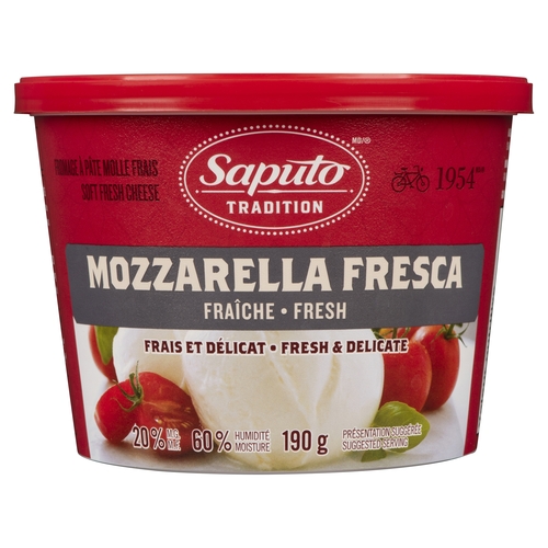 Saputo Tradition - Mozzarella Fresca Soft Fresh Cheese 20% m.f. 190g, 1 Each