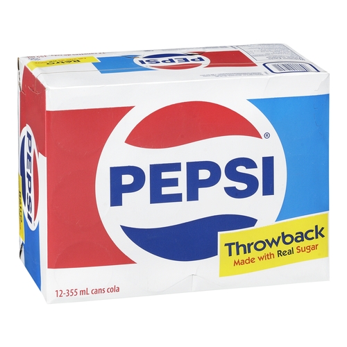 Pepsi-Cola - Throwback Made with Real Sugar 12/355ml, 1 Each