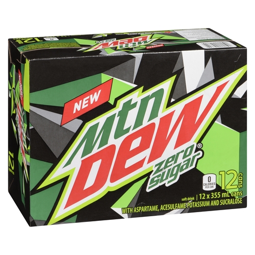 Mountain Dew Soft Drink - Zero Sugar 12/355ml, 1 Each