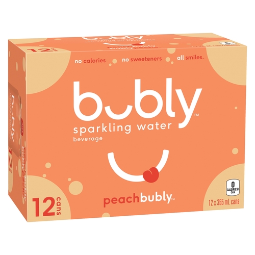 Bubly - Sparkling Water - Peach 12/355ml, 1 Each