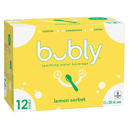 Bubly - Sparkling Water Beverage - Lemon Sorbet Limited Time 12/355ml, 1 Each