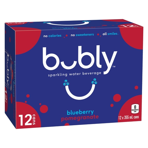 Bubly - Sparkling Water - Blueberry Pomegranate 12/355ml, 1 Each