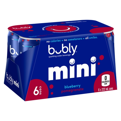 Bubly Sparkling Water Beverage - Mini - Blueberry Pomegranate 6/222ml, 1 Each