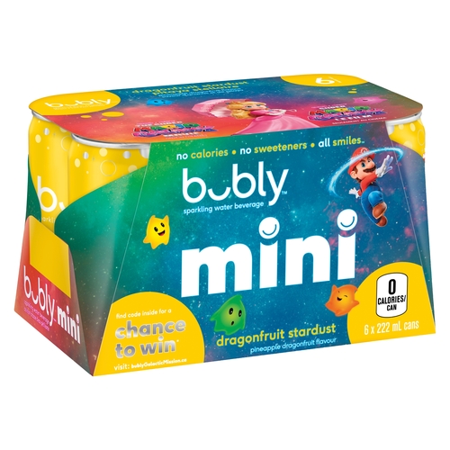 Bubly Sparkling Water Beverage - Mini - Dragonfruit Stardust 6/222ml, 1 Each