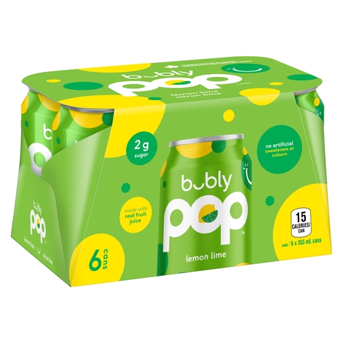 Bubly Pop - Lemon Lime 6/355ml, 1 Each