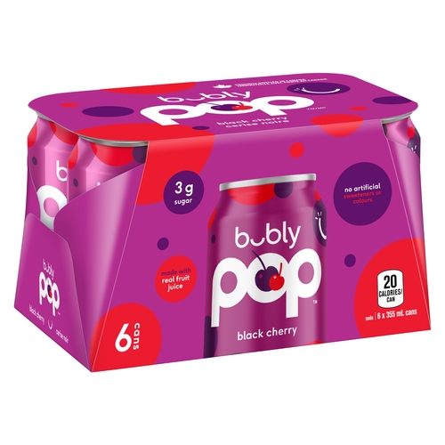 Bubly Pop - Black Cherry 6/355ml, 1 Each