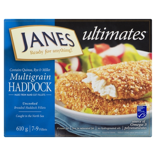 Janes - Ultimates - Multigrain Breaded Haddock Fillets 610g, 1 Each