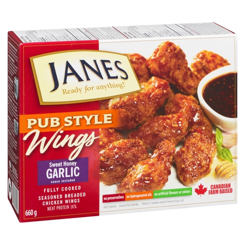 Janes - Pub Style Wings - Sweet Honey Garlic 660g, 1 Each