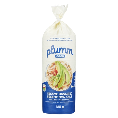 Plumm Good - Organic Whole Grain Rice Cakes - Sesame Unsalted 185g, 1 Each