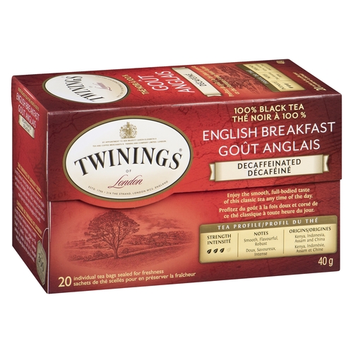 Twinings -  100% Pure Black Tea - English Breakfast - Decaffeinated 20pk, 1 Each