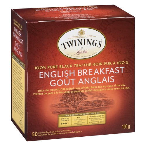 Twinings -  100% Pure Black Tea - English Breakfast 50pk, 1 Each