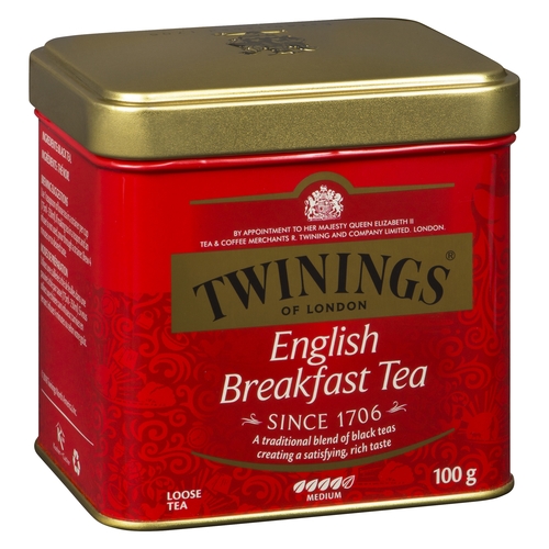 Twinings - 100% Pure Black Tea - English Breakfast - Loose Tea in Tin 100g, 1 Each