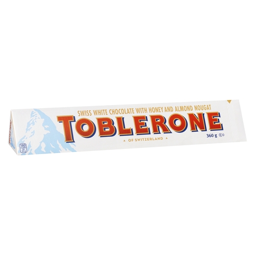 Toblerone - Swiss White Chocolate with Honey & Almond Nougat 360g, 1 Each