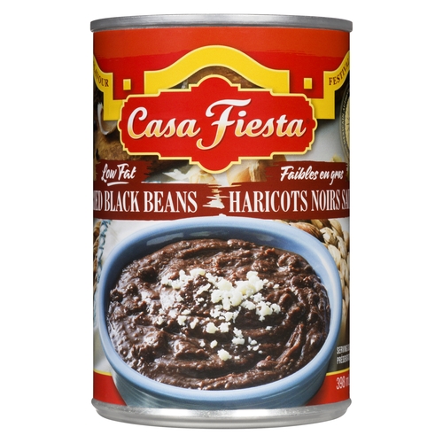 Casa Fiesta Refried Black Beans - Low Fat 398ml, 1 Each