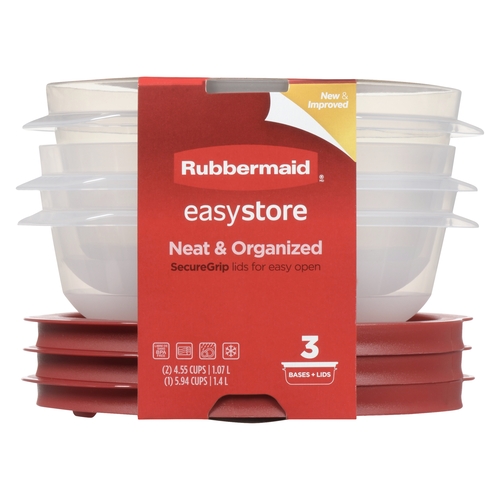 Rubbermaid - EasyStore Containers - Bases + Lids 3pk, 1 Each