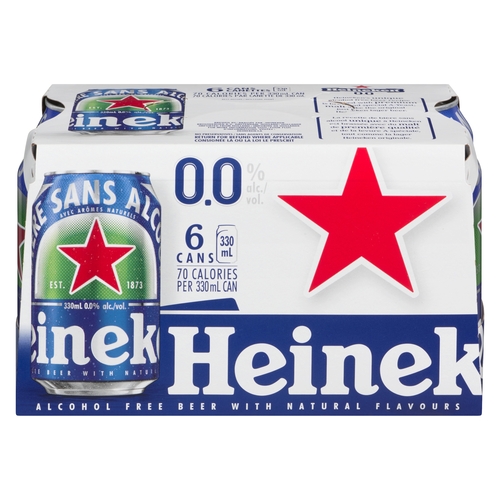 Heineken - Alcohol Free Beer 0.0% alc/vol 6/330ml, 1 Each